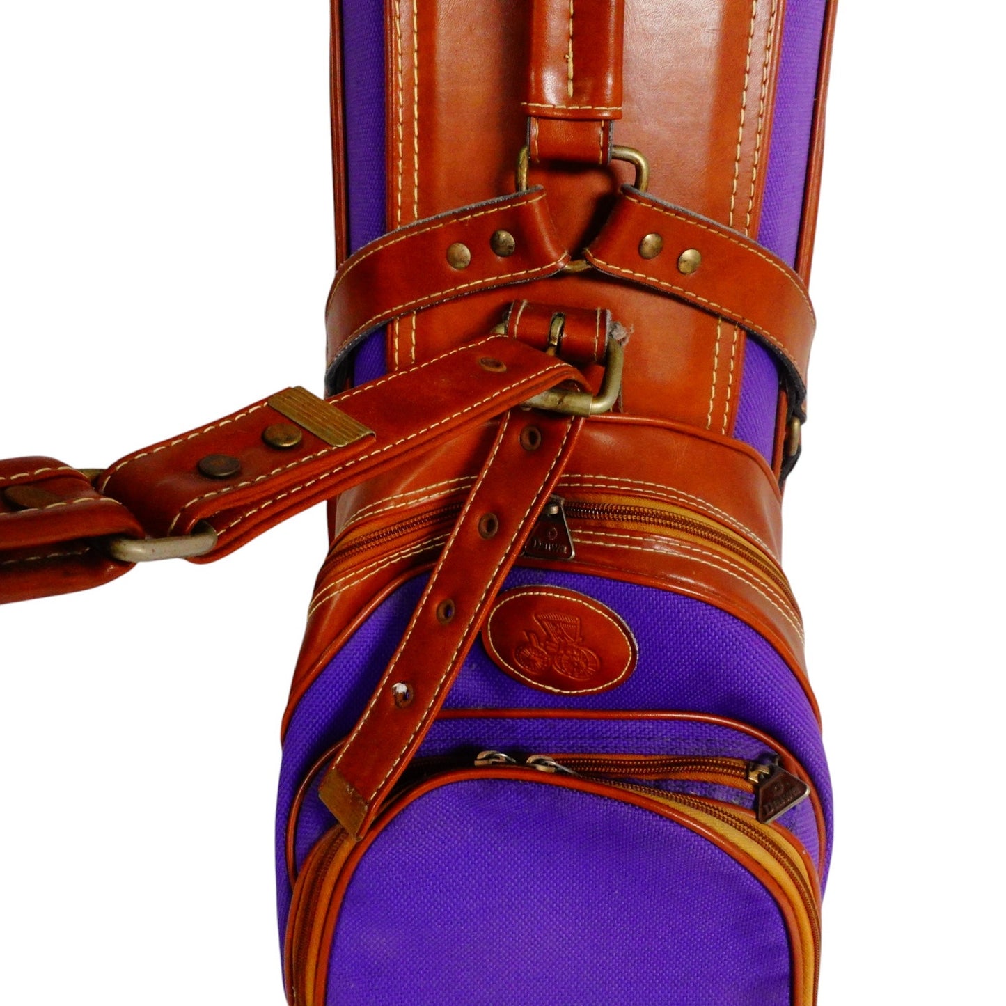 Daiwa Coach Brown Leather Purple Ladies Cart Golf Bag 6 Way