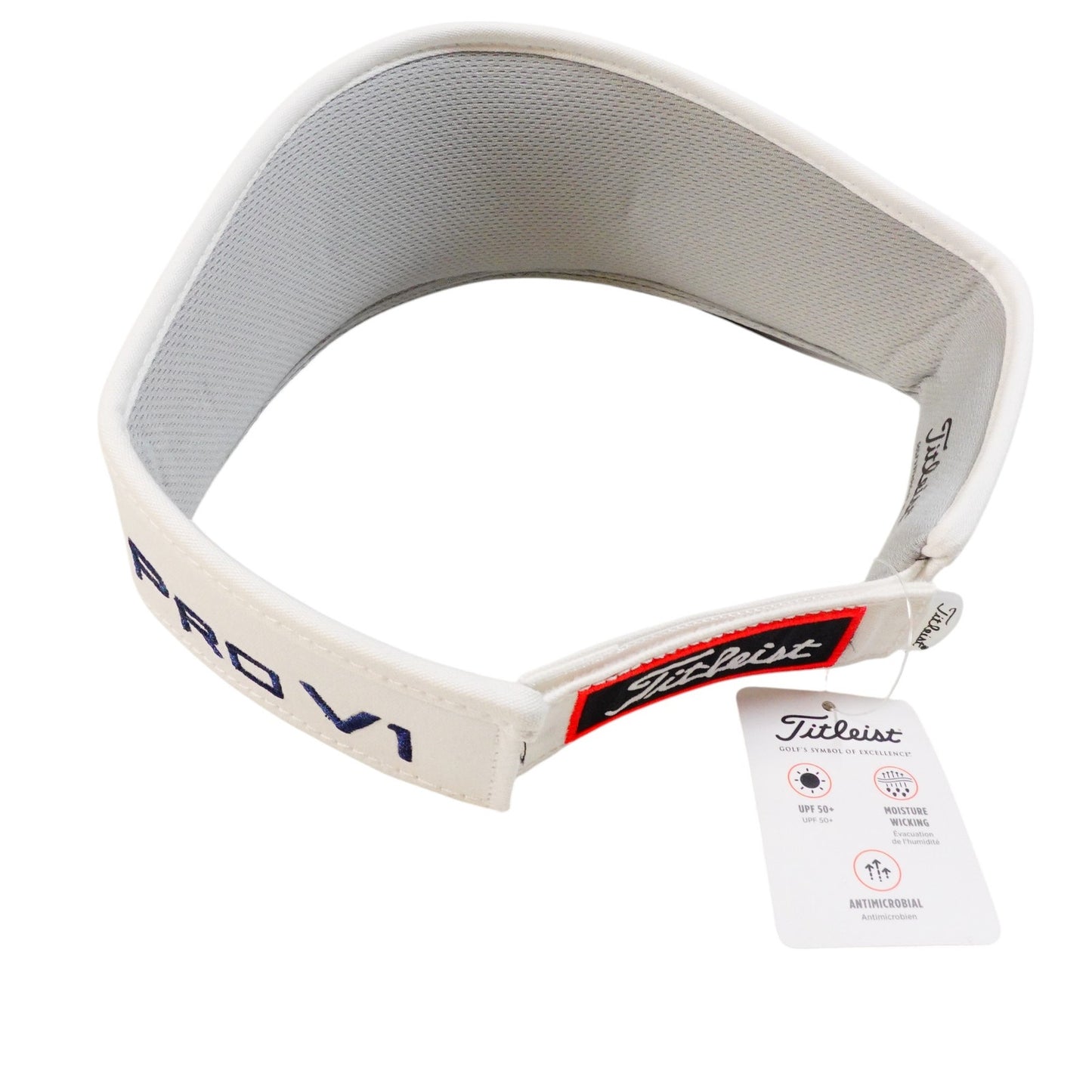 Titleist Tour High Crown Mens Golf Visor Pro V1 Embroidered White Blue Letters