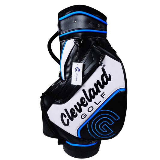 Cleveland Golf Tour Staff Bag Black White Blue 6 Way New with Tags
