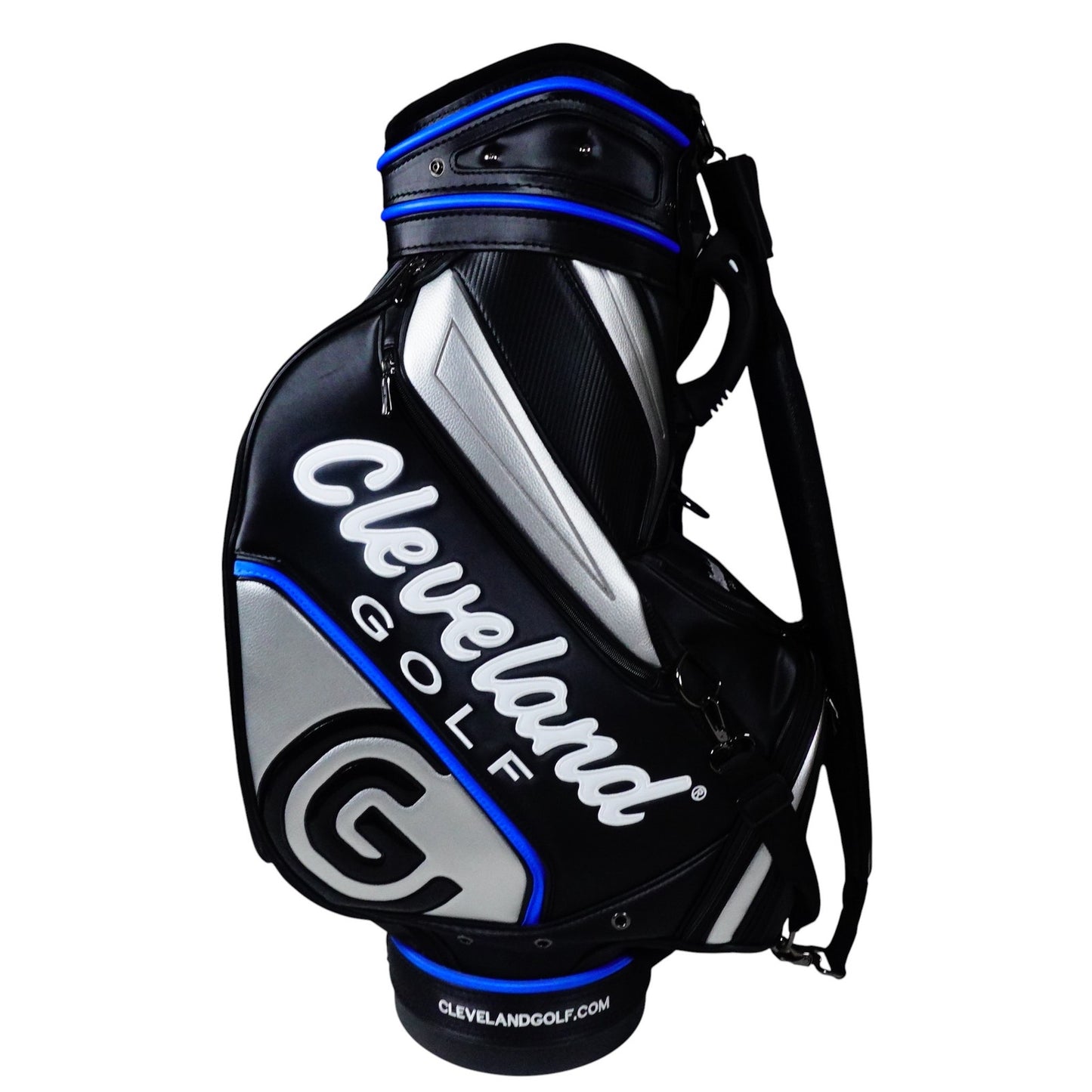 Cleveland Golf Staff Tour Bag Black Silver Blue White 6 Way NEW
