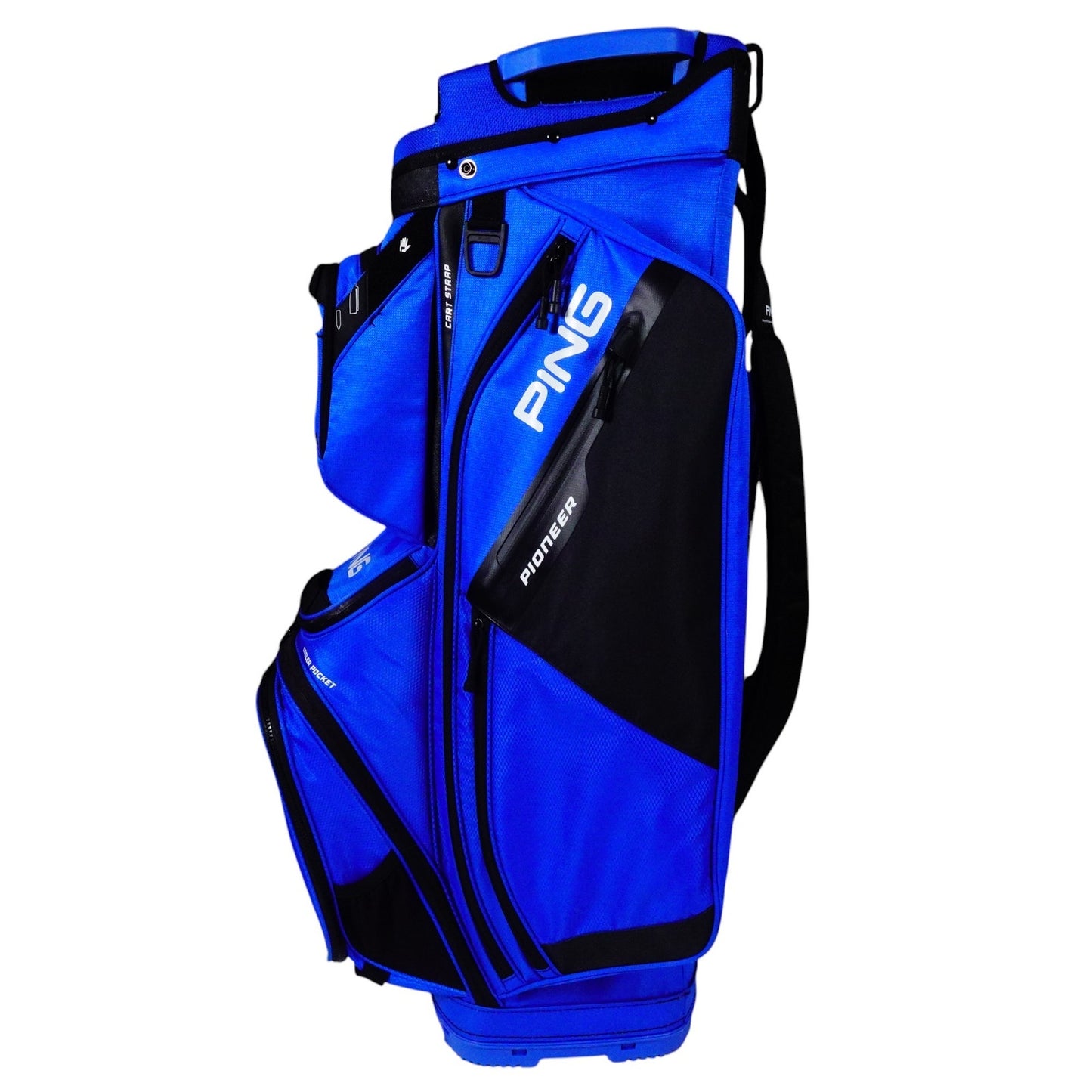 Ping Pioneer Golf Bag Blue 15 Way Cart Bag with Strap Rain Cover