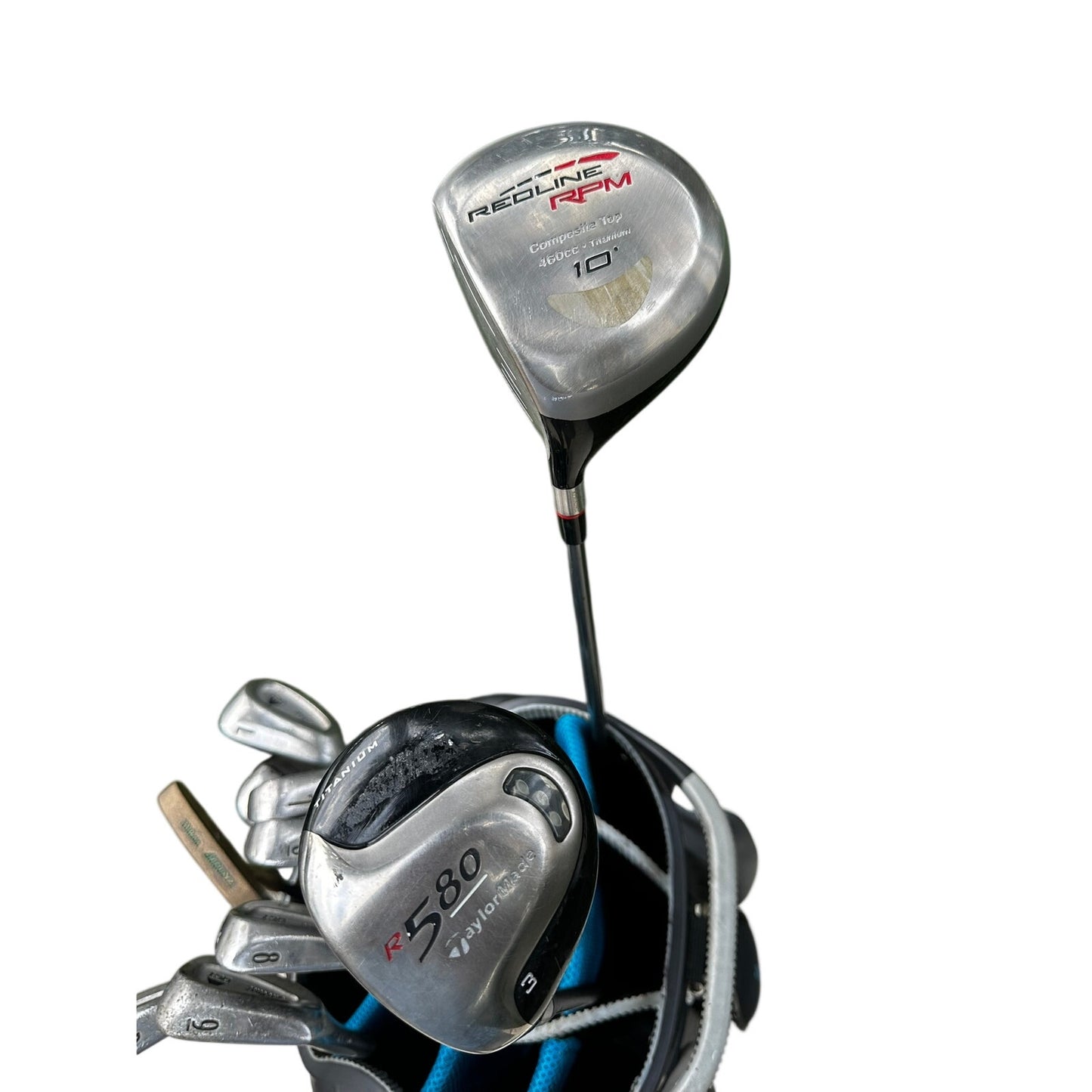 Mens Left Hand Golf Starter Set Driver Wood Iron Set Putter and Cart Golf Bag