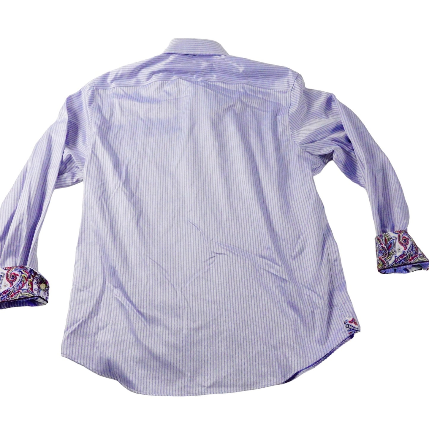 Egara Mens Blue Striped Flip Cuff Long Sleeve Button Up Shirt XL 17.5