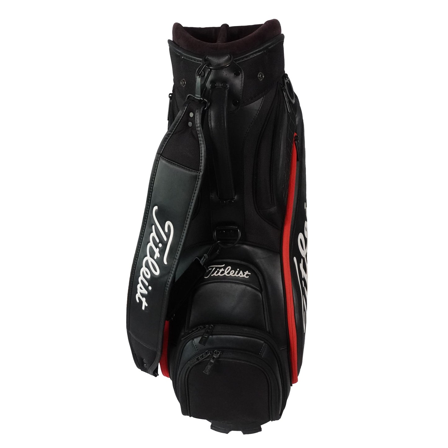 Titleist Jet Black Tour Staff Golf Bag Black Red Quilted Edition with Rain Cover