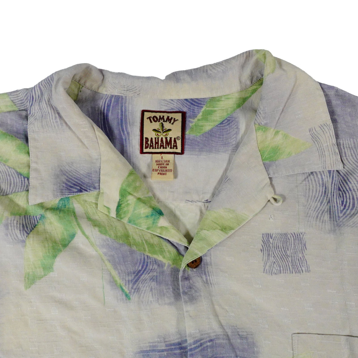Tommy Bahama Silk Vintage Floral Palm Hawaiian Button Up Camp Shirt Mens Large