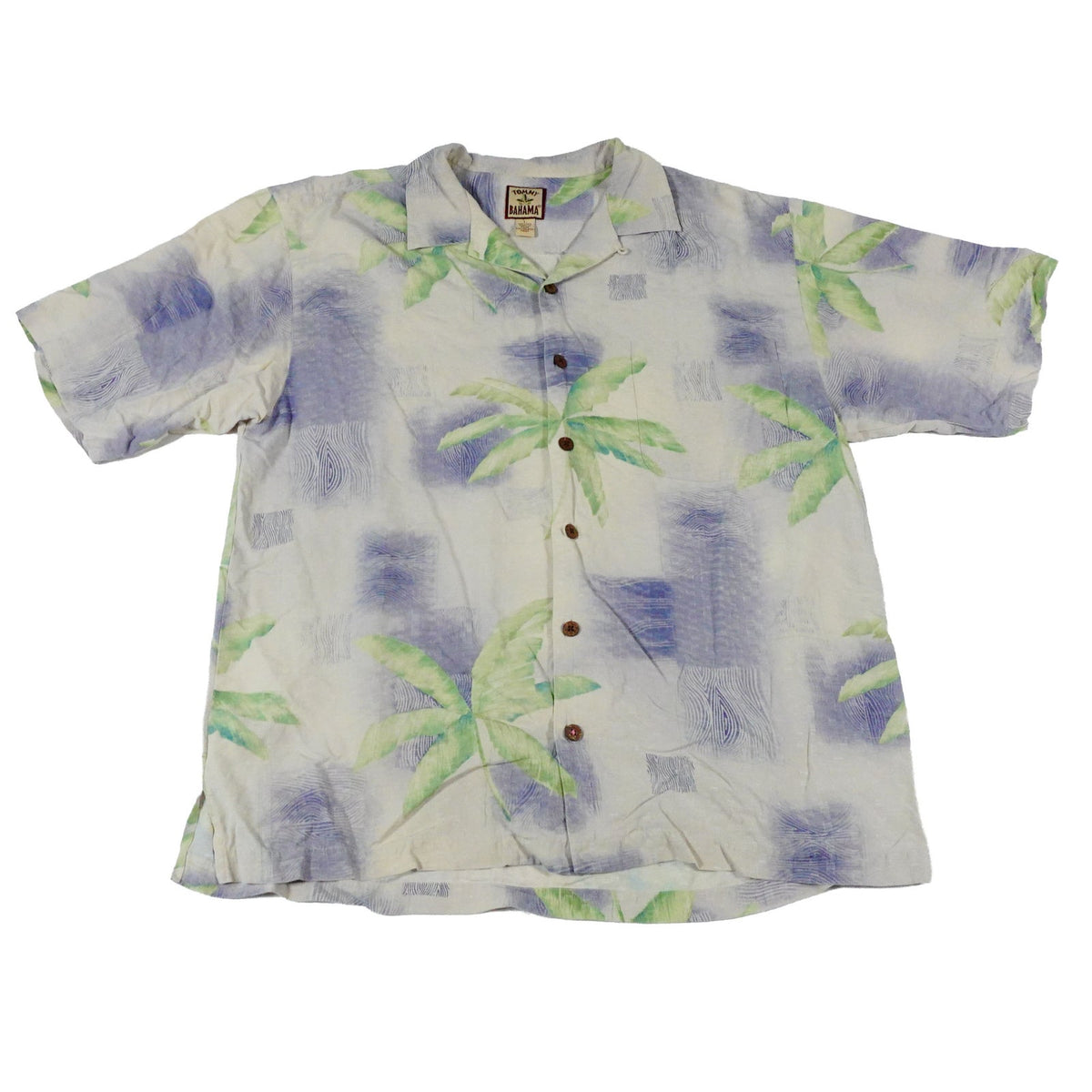 Tommy Bahama Silk Vintage Floral Palm Hawaiian Button Up Camp Shirt Mens Large