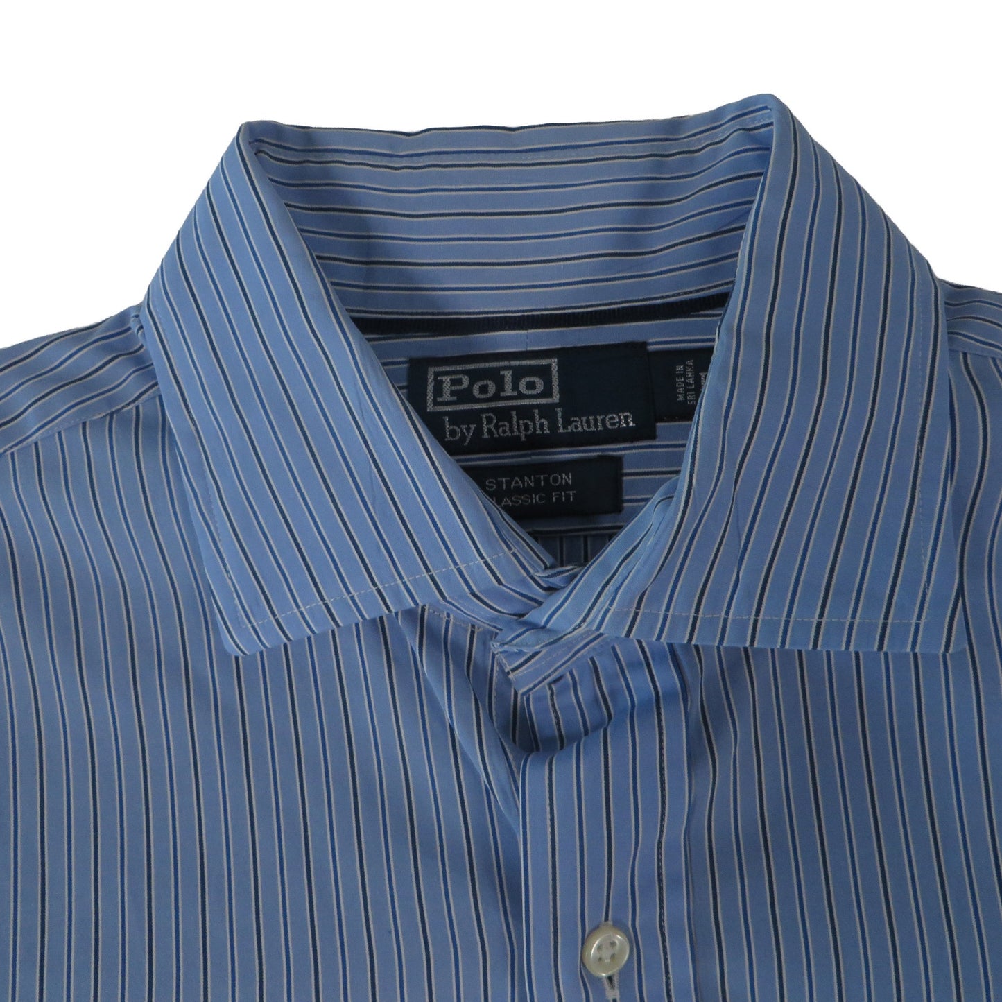 Ralph Lauren Stanton Y2K Vintage Striped Button Up Blue Shirt Men's Large