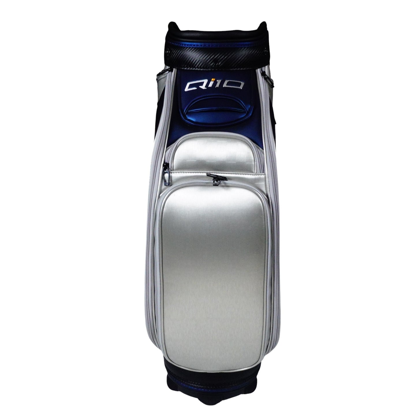 TaylorMade Qi10 Staff Golf Bag 6 Way Silver Navy with Hood