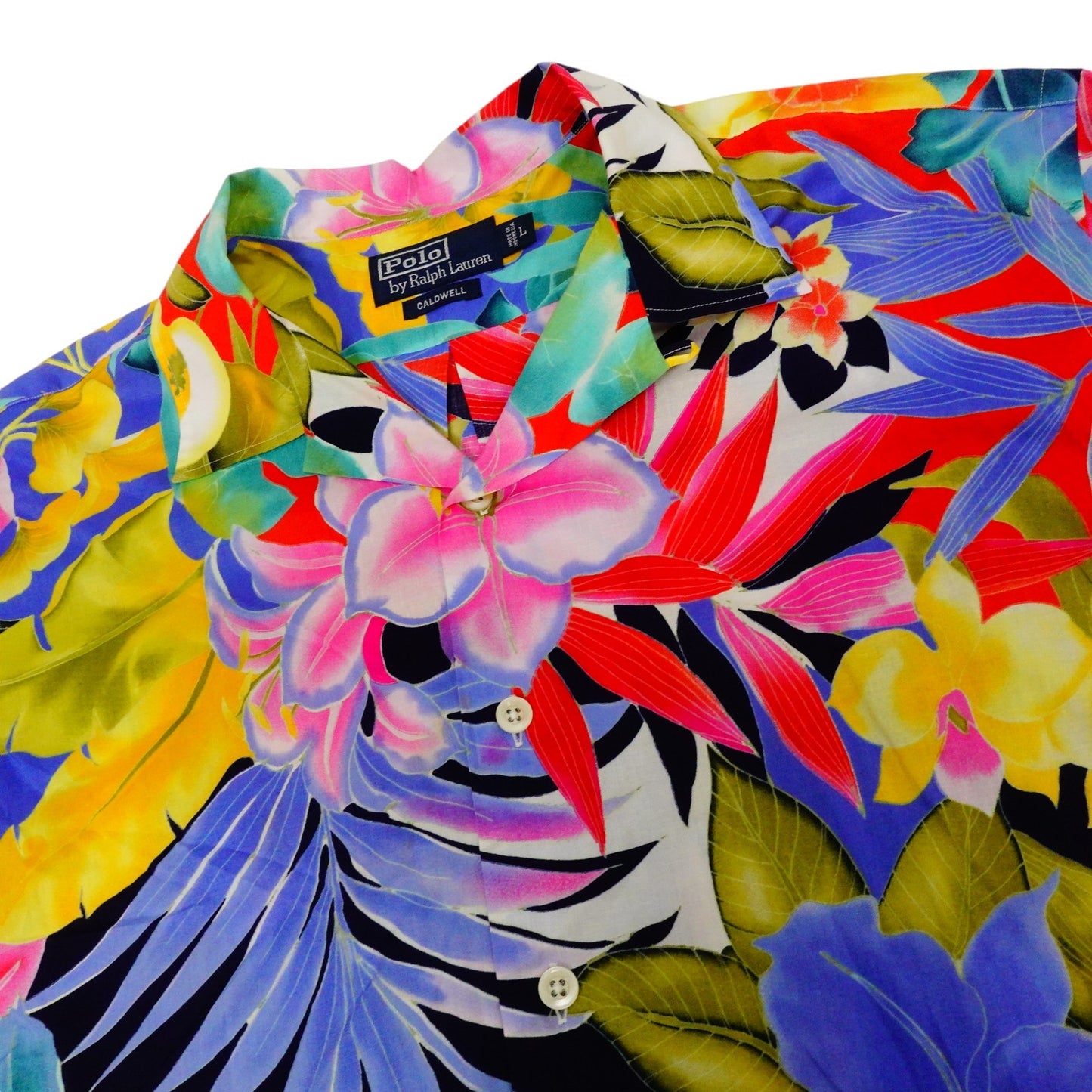 Ralph Lauren Caldwell Hawaiian Shirt Floral Colorful Button Up Short Sleeve L