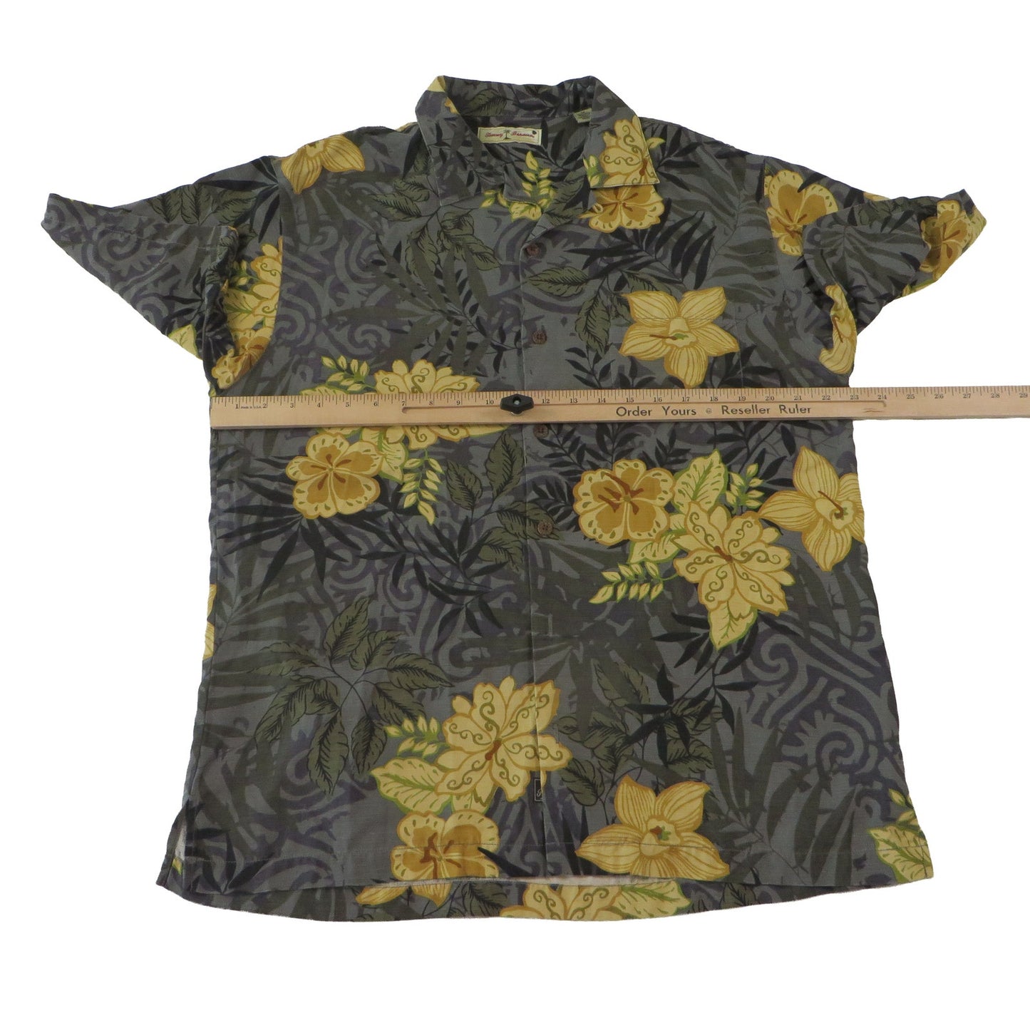 Tommy Bahama Silk Floral Leaf Hawaiian Button Up Camp Shirt Men's Medium