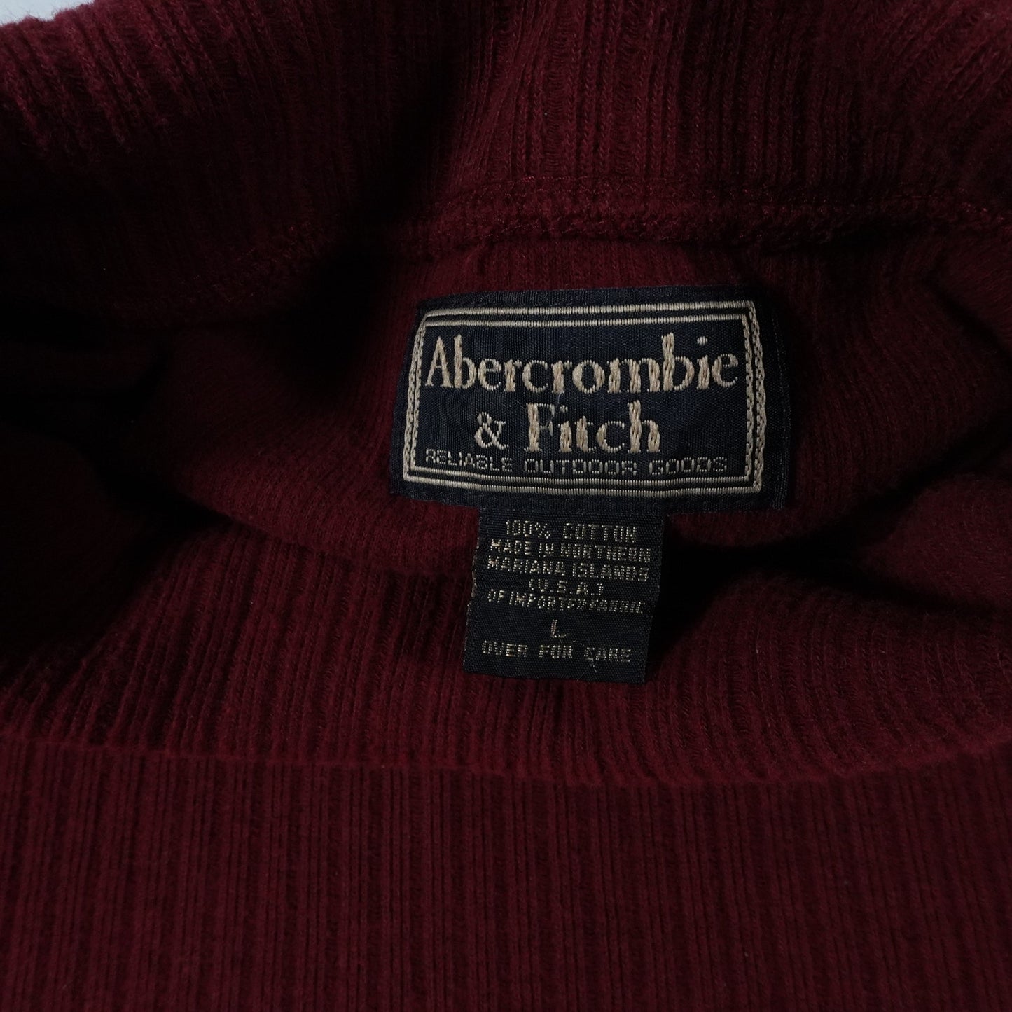 Abercrombie Fitch 92 Vintage Ribbed Maroon Turtle Neck USA Men's Large