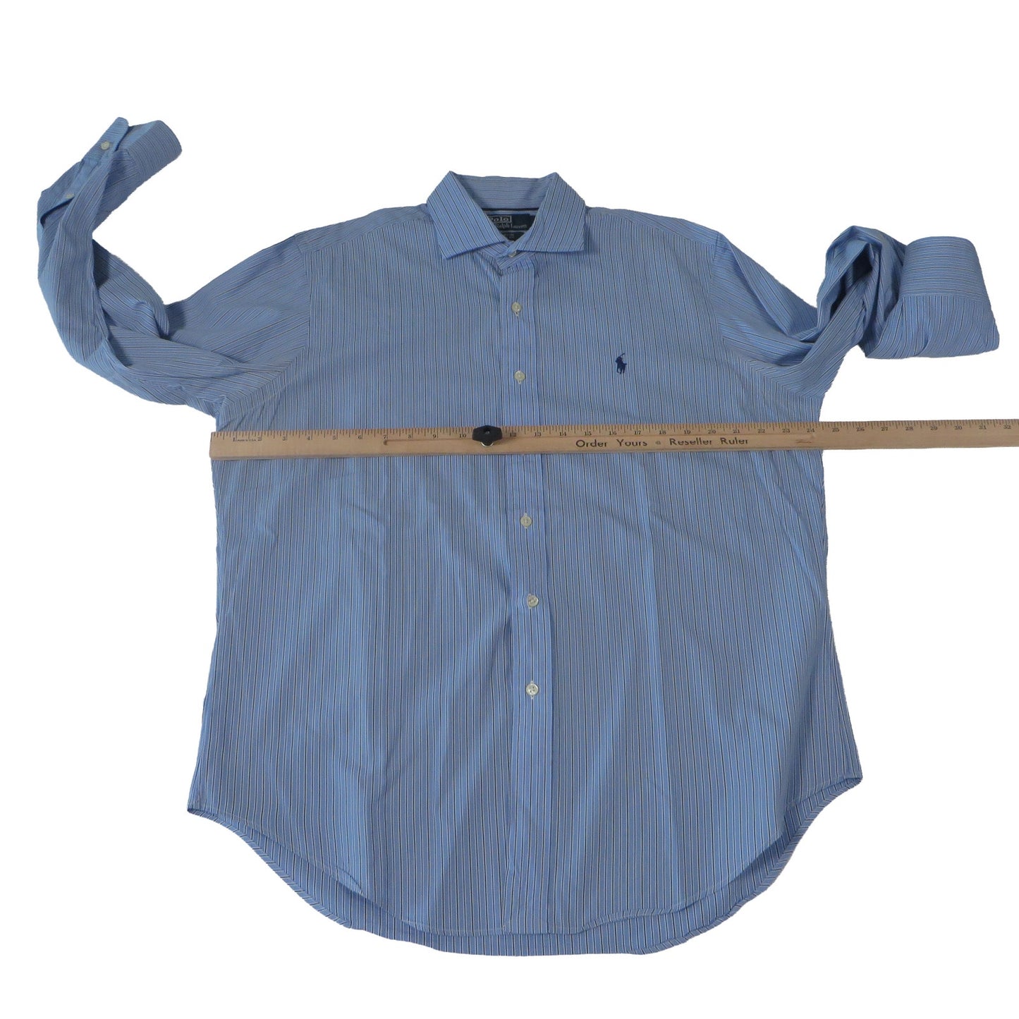 Ralph Lauren Stanton Y2K Vintage Striped Button Up Blue Shirt Men's Large