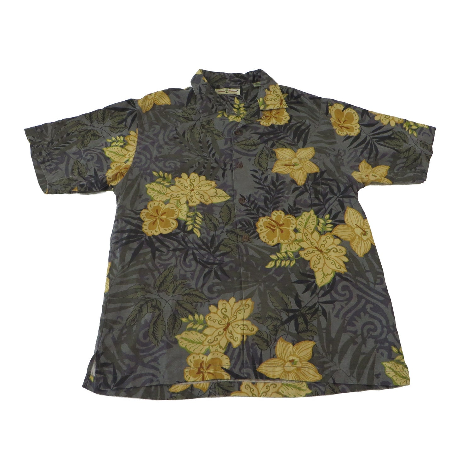 Tommy Bahama Silk Floral Leaf Hawaiian Button Up Camp Shirt Men's Medium