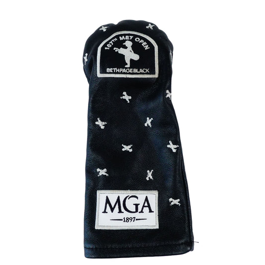 MGA Bethpage Black 107th Met Open Black Leather Driver Head Cover WARNING