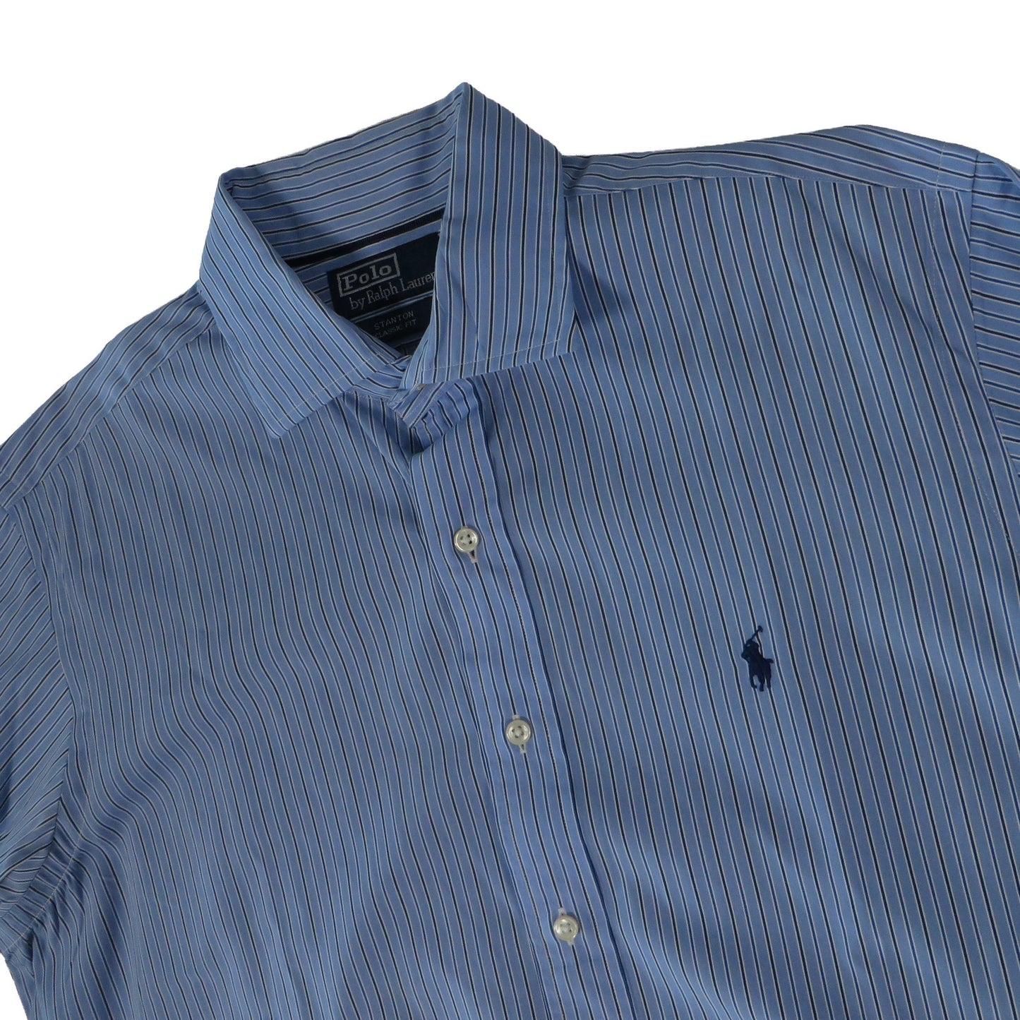 Ralph Lauren Stanton Y2K Vintage Striped Button Up Blue Shirt Men's Large