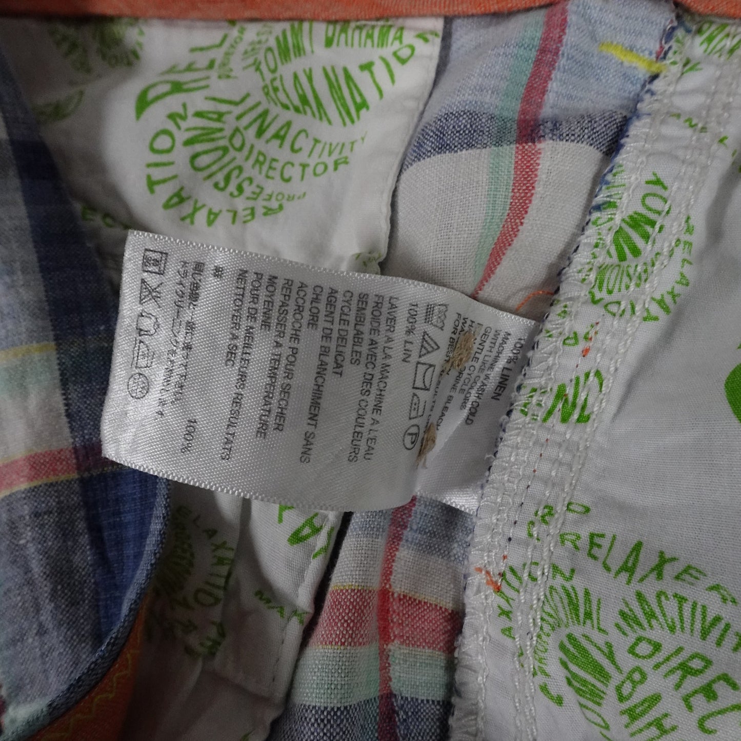 Tommy Bahama Linen Plaid Bermuda Golf Shorts Men's 38 Inseam 9"