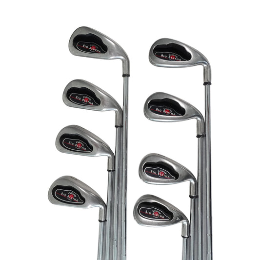 Callaway Big Bertha Iron Set Uniflex Steel 4-10+PW RH +1/2" NEW GRIPS