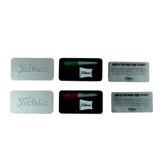 Titleist Ball Marker Sharpy Green and Purple 2 Pack with Tin Case