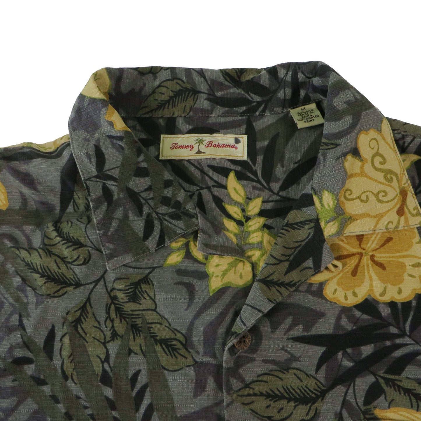 Tommy Bahama Silk Floral Leaf Hawaiian Button Up Camp Shirt Men's Medium