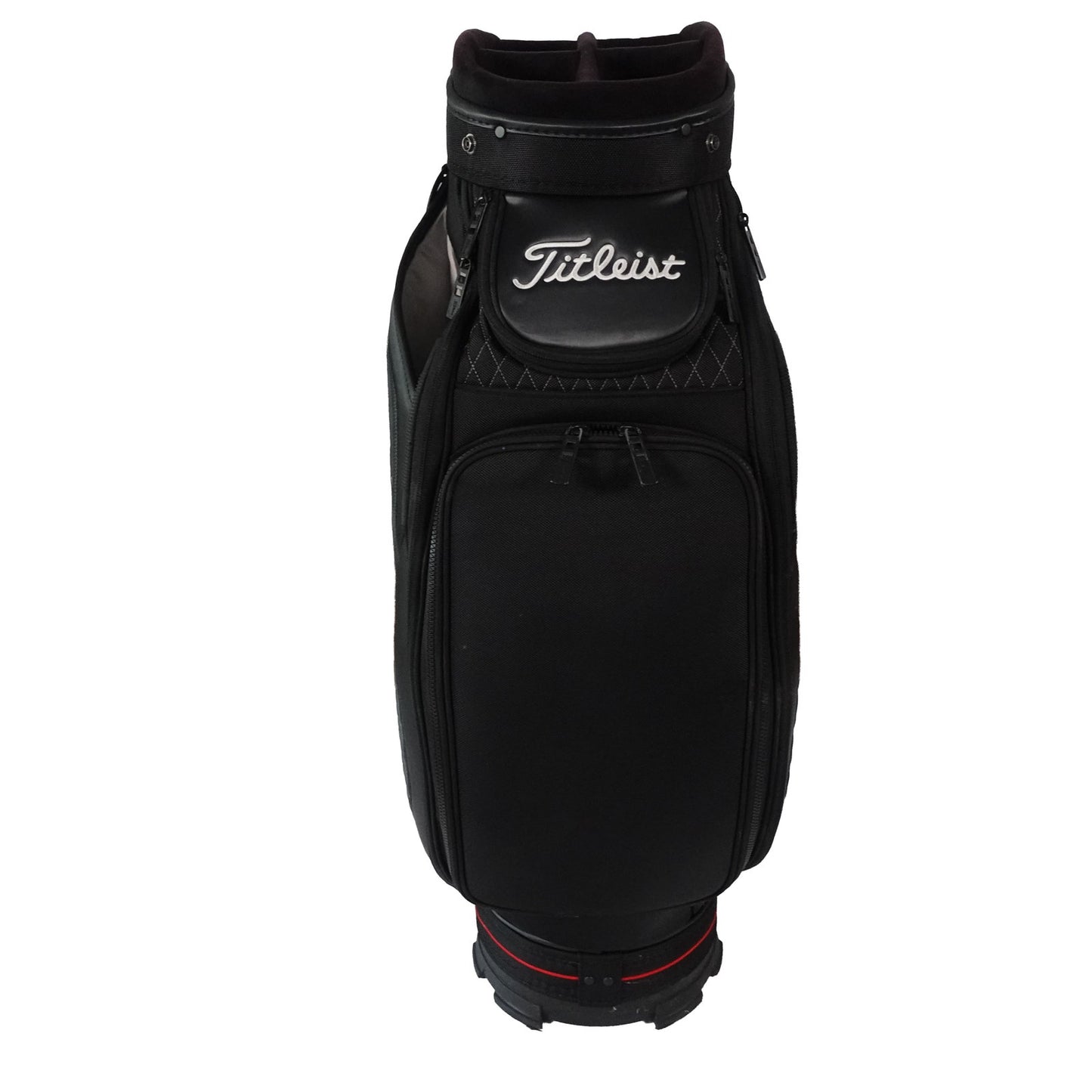Titleist Jet Black Tour Staff Golf Bag Black Red Quilted Edition with Rain Cover