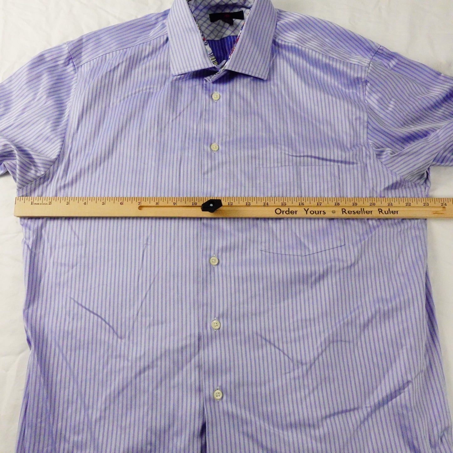 Egara Mens Blue Striped Flip Cuff Long Sleeve Button Up Shirt XL 17.5