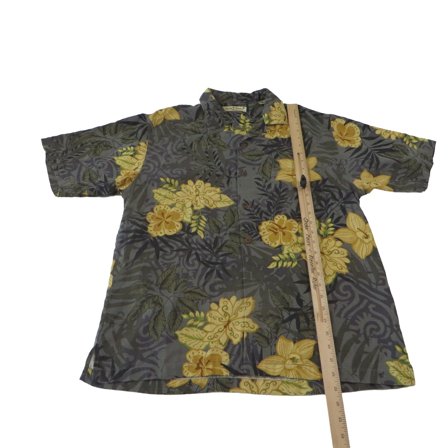 Tommy Bahama Silk Floral Leaf Hawaiian Button Up Camp Shirt Men's Medium